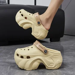 Nowość 8cm Platform Slippers Woman Fashion Clogs Thick Sole Close Toe Girls Street Beach Slides Female Slip On High Heel Sandals