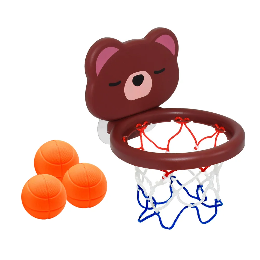 

1 Set Bear Bath Basketball Toys Children Playthings (Assorted Color) Fun Ball Basket 3-ball Playthings