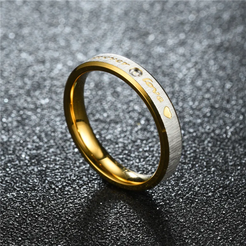 Neuer Forever Love Paar-Ring für Damen und Herren, Herz-Edelstahl-Ehering, modischer Verlobungs- und Party-Schmuck – Detail 3