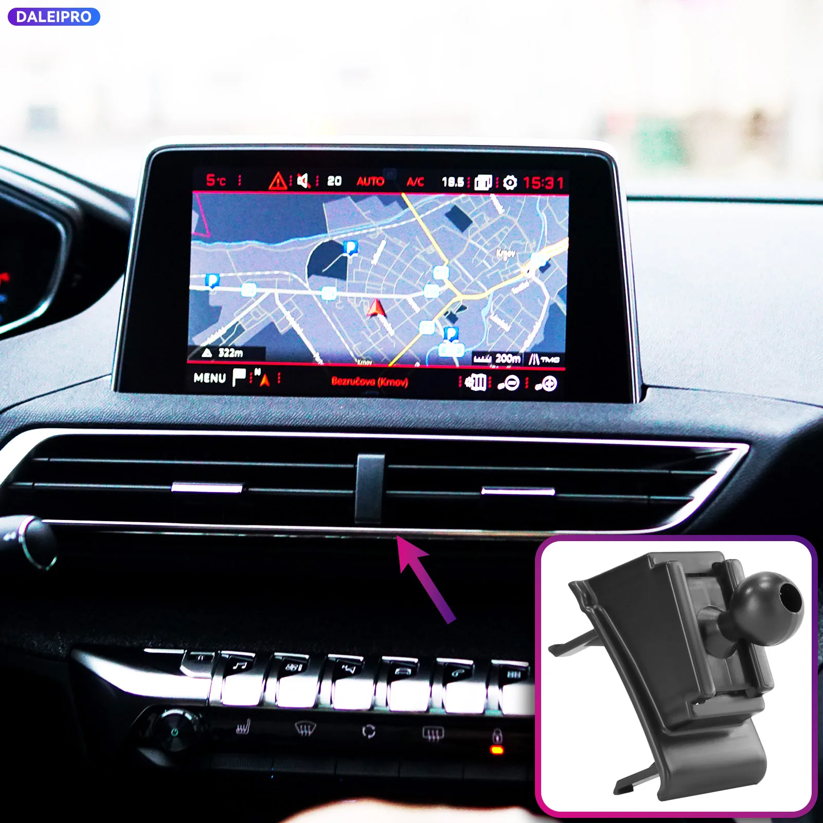 For Peugeot 3008 4008 5008 2017-2023 Vehicle-Specific Phone Holder Base Smart Car Phone Mount 66W Charging Holder Accessories