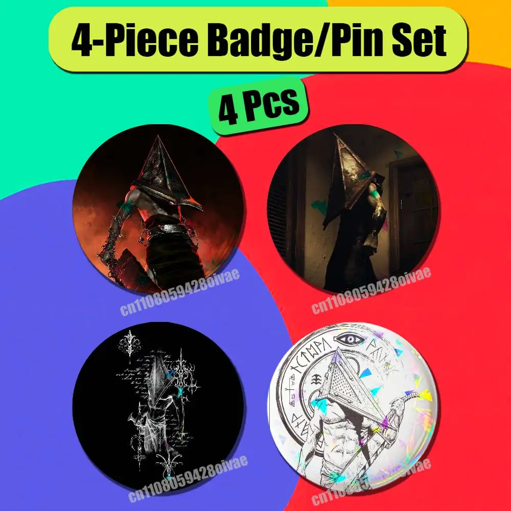 4 Pcs Set Round Button Emblem Laser Film Gift 44mm Custom For Silent Hill Heather Mason Badge Pin