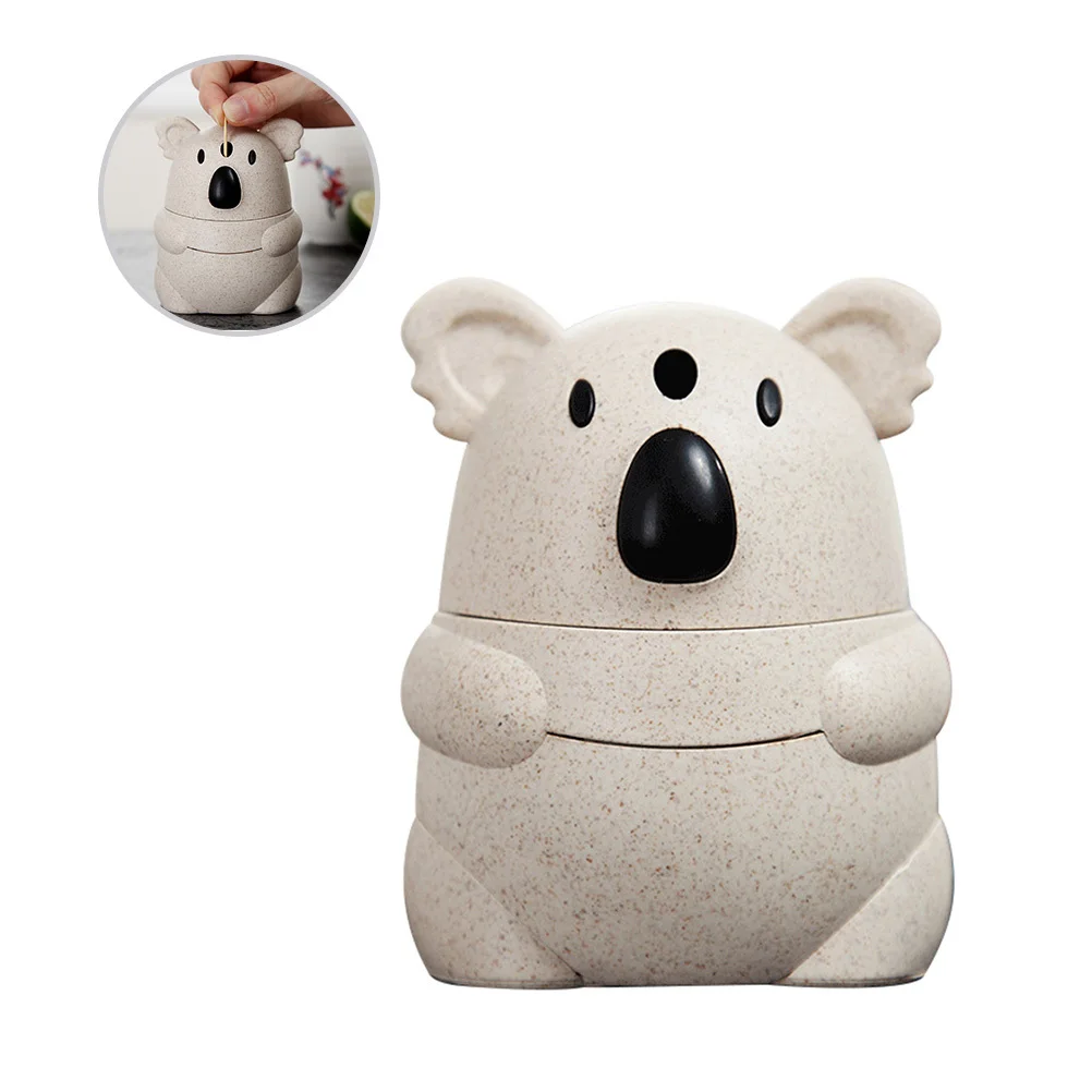 

Koala Shape Plastic Toothpick Holder Automatic Press Pop-Up Dispenser Toothpick Case for Home Restaurant Office