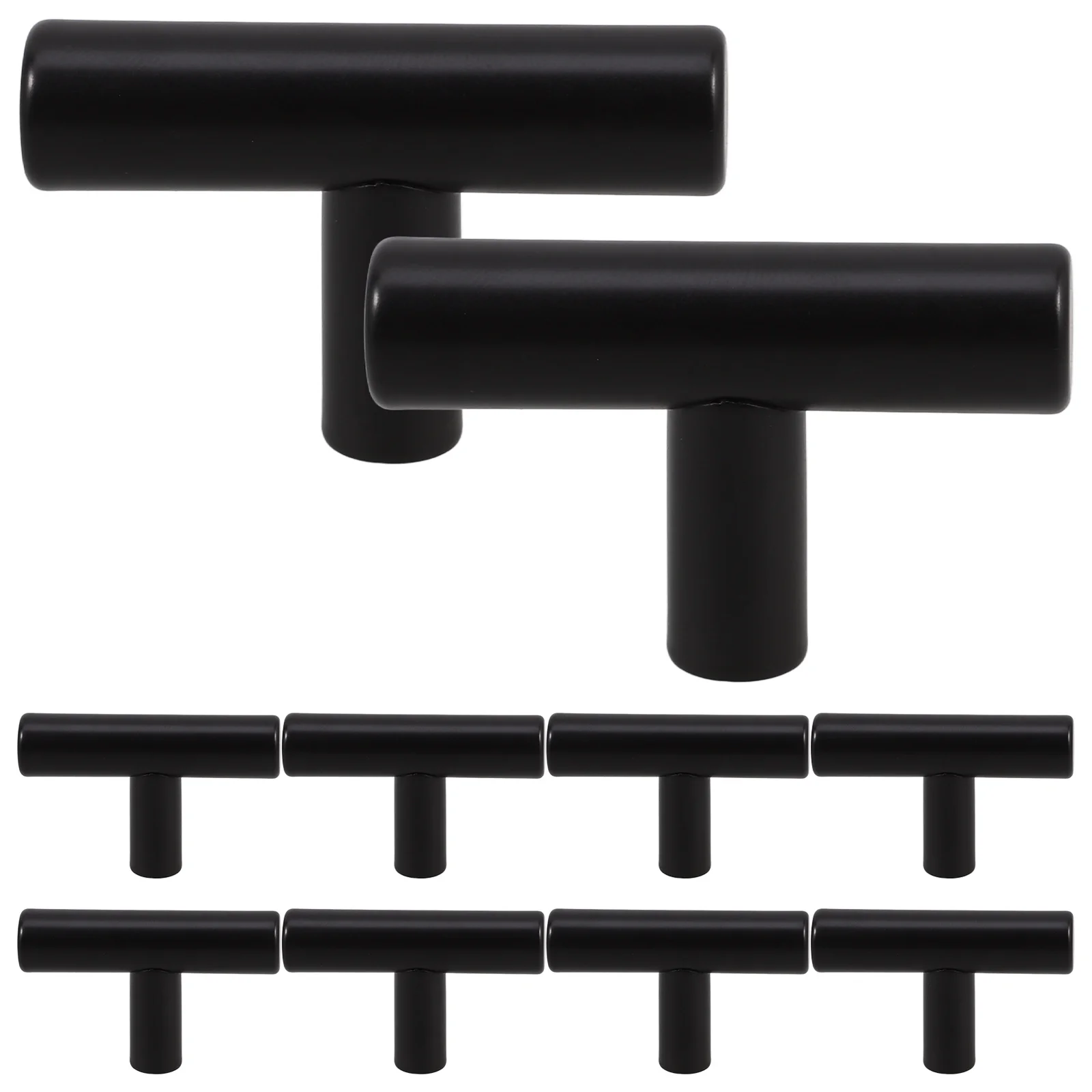 

10Pcs Black Matte Stainless Steel Drawer Pulls Cabinet Knobs 50mm Single Hole Kitchen Bathroom Closet Dresser Handles