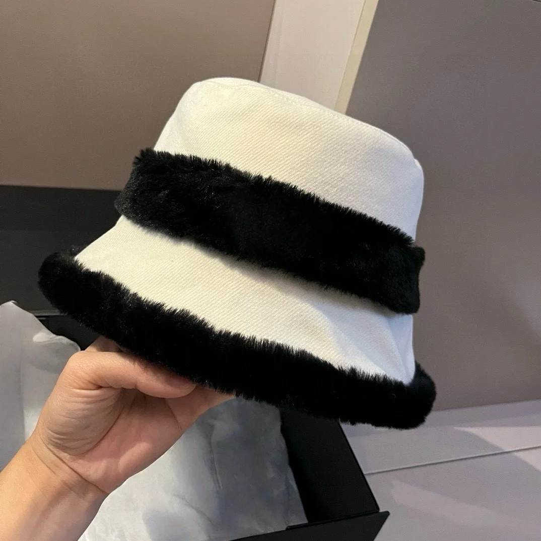 

Furry-Trimmed Bucket Hat High End Quality Unique Summer Accessory Couples Special Festival Gift Stylish Similar Hat Designer Hat
