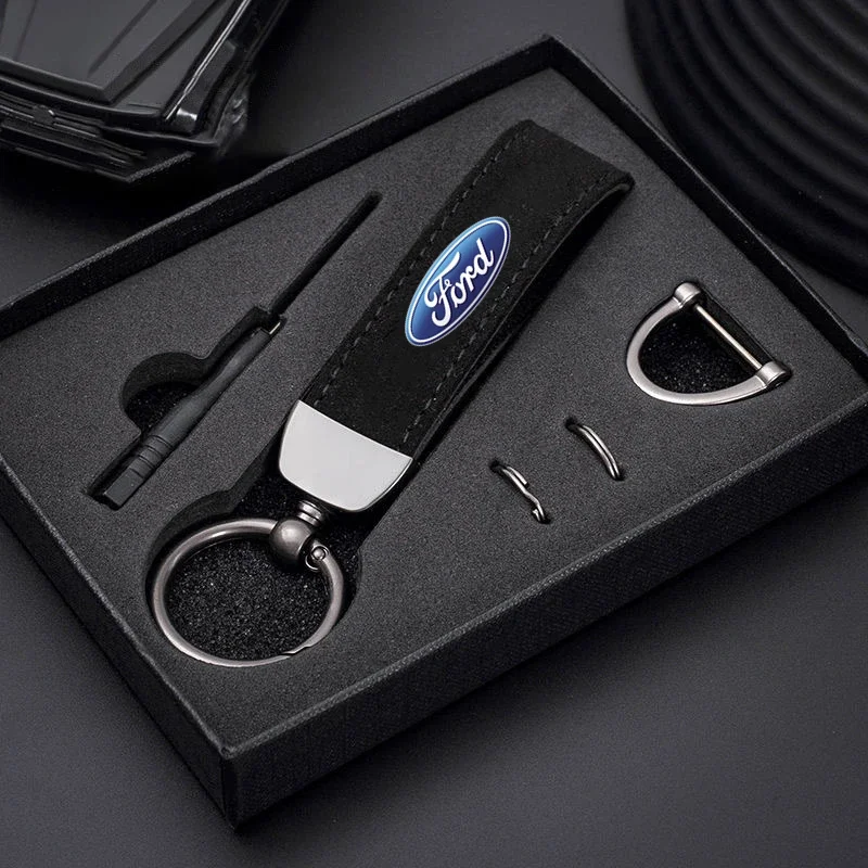 Fashion Suede KeyChain Horseshoe Buckle Key Ring Car Key Rings For Ford 2 3 4 5 MK 2 6 7 Ranger Fiesta Kuga Mondeo Fusion Taurus