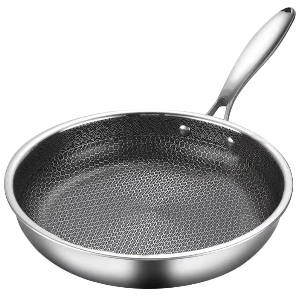 

26/28/30cm Frying Pan Non-coated Stainless Steel NonStick Pan Multi-functional Thickened Honeycomb Pot Gas Induction Cooker