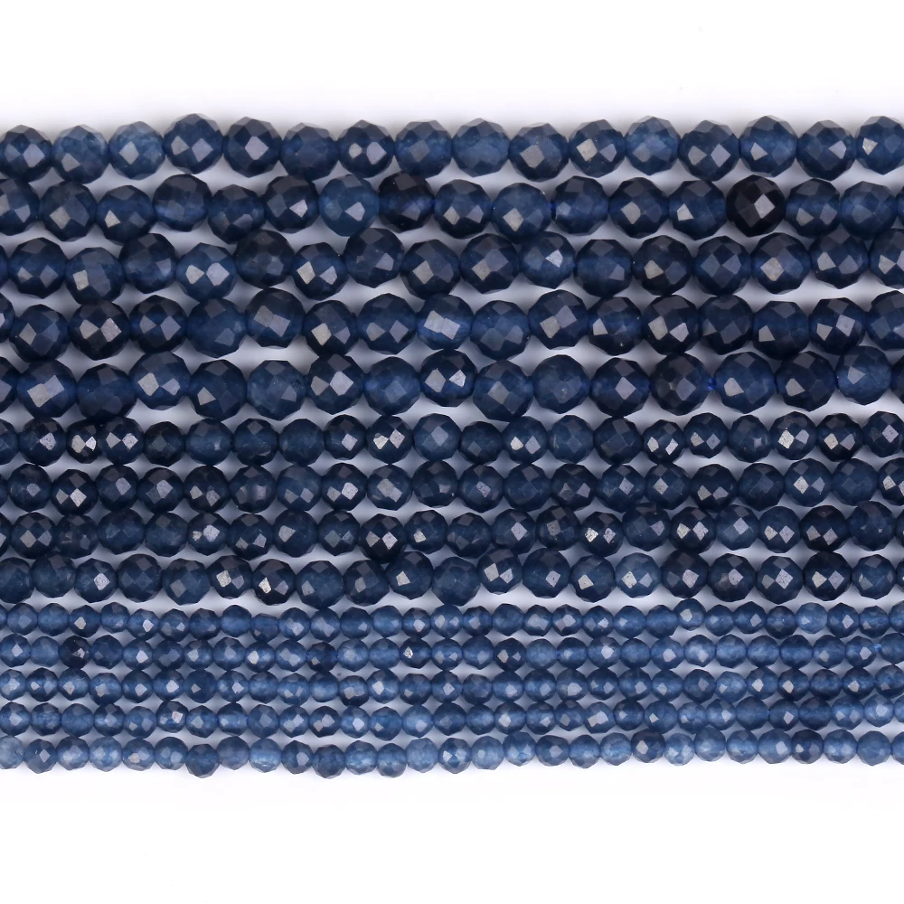 2-4mm Natural Faceted Blue Stone Loose Beads for Jewelry Making DIY Bracelet Necklace Accessories