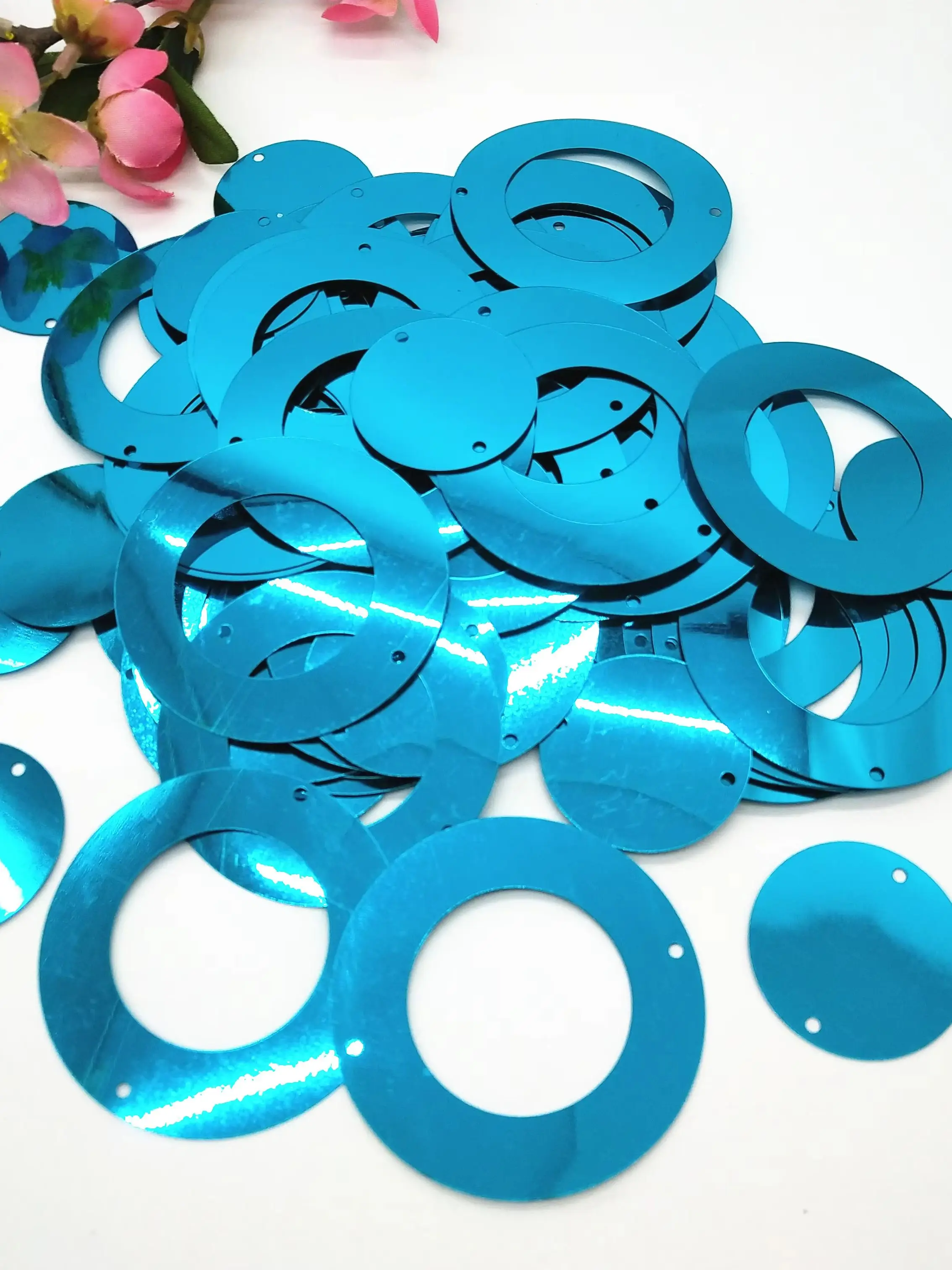 

50 г кислотно-синие большие круглые блестки 50 мм, плоские блестки из ПВХ для поделок, свадебных украшений, комплект из 2 предметов, блестка среднего синего цвета