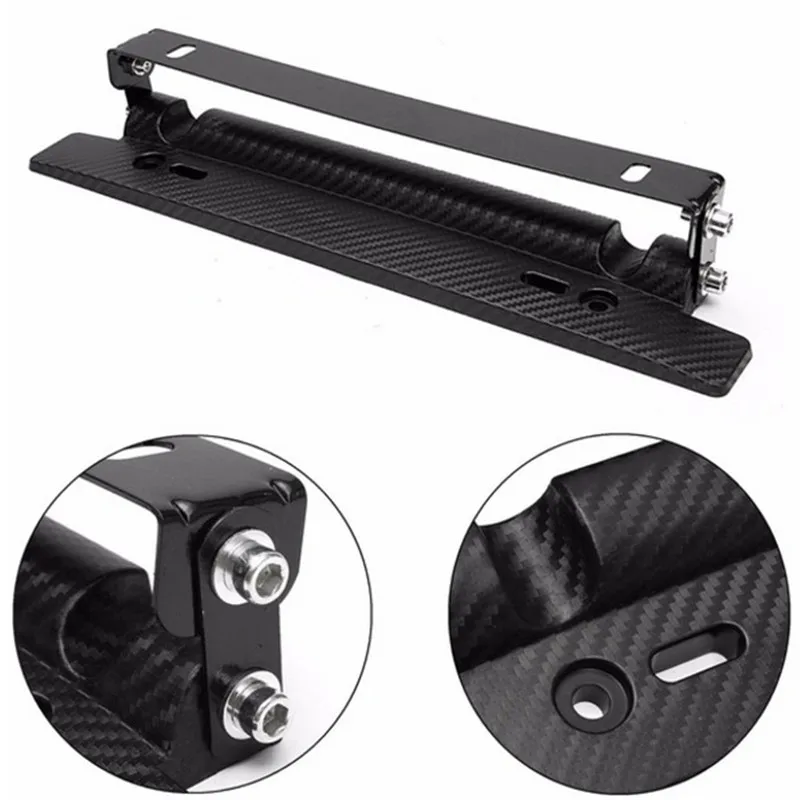 Car-styling Universal Adjustable Auto Mount Bracket Car License Plate Frame Holder Carbon Fiber Racing Number Plate