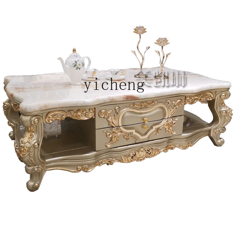 

XL champagne gold foil coffee table high-end luxury natural marble coffee table