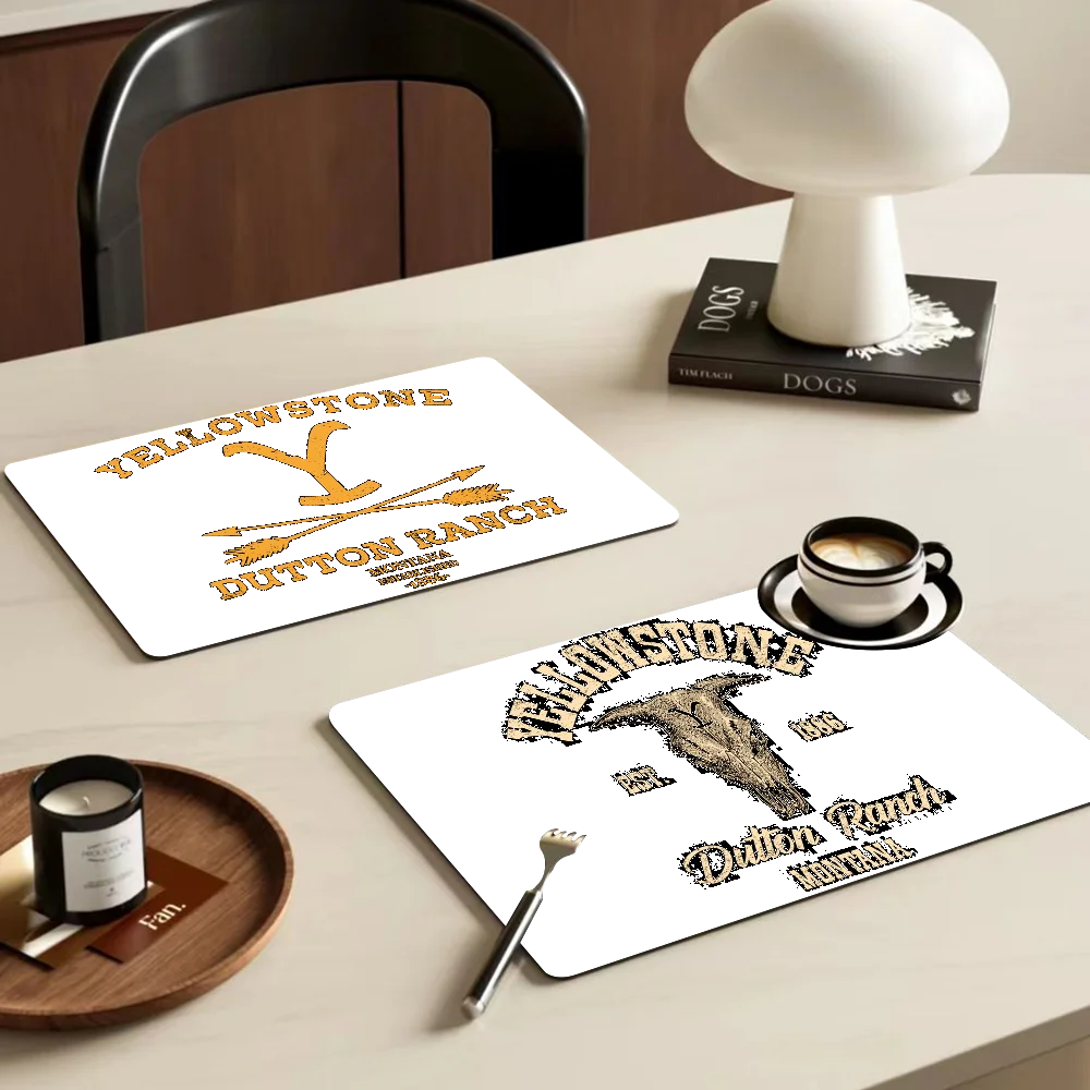 Yellowstone Dutton Ranch Kitchen Dish Mat Absorbent Dining Table Mats Retro Non-slip Placemat Dish Tableware Mat for Home Decor