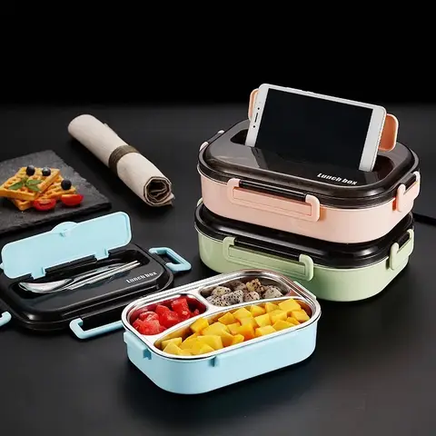 304 Stainless Steel Lunch Box Japanese Compartment Bento Box Kitchen Leak-proof Food Container For Students And Workers
