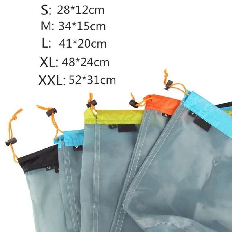 1pc Laundry Outdoor Bag Ultralight Mesh Stuff Sack Camping Sports Drawstring Storage Bag Hiking Tools Climbing Drawstring bolsa