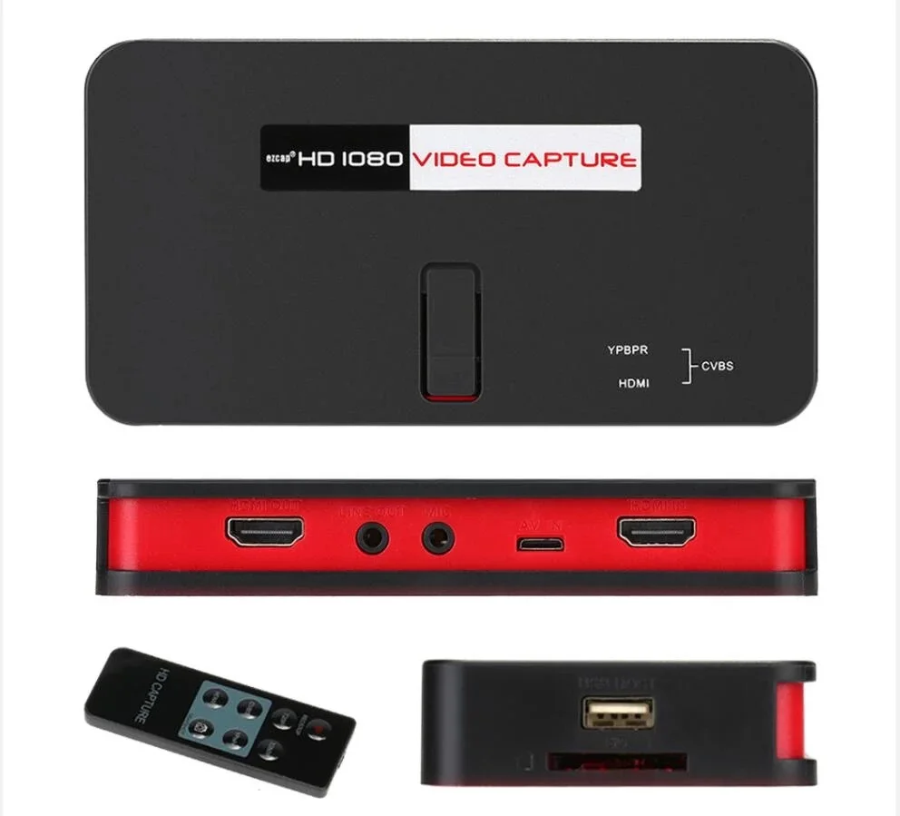 Imagem -02 - Placa de Captura de Jogo Usb Disco Cartão sd Suporte de Captura de Vídeo Mic com Hdmi Ypbpr av Controle Remoto Instantâneo de Apoio Rea hd 1080p