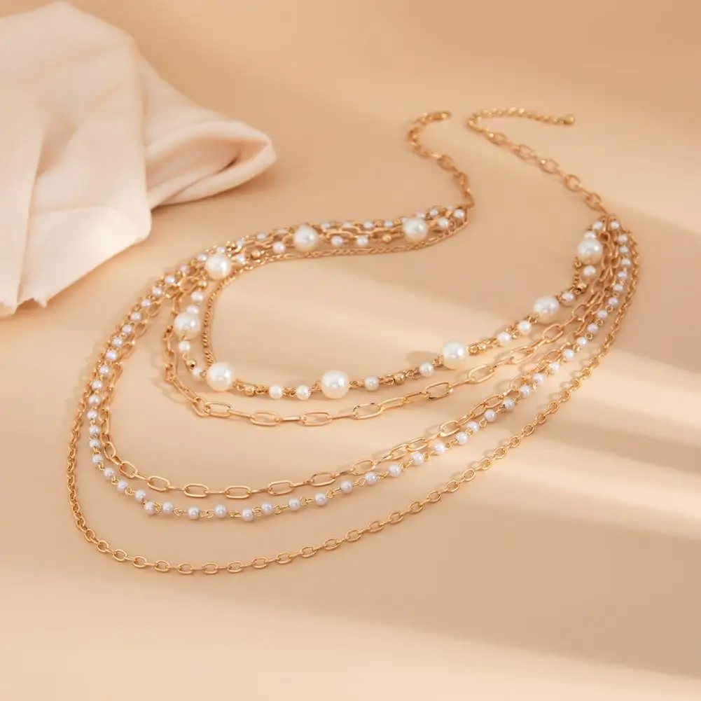 metal-chain-necklace-multi-layered-faux-pearl-necklace-hollow-chain-jewelry-adjustable-length-lady-accessory-for-club-party