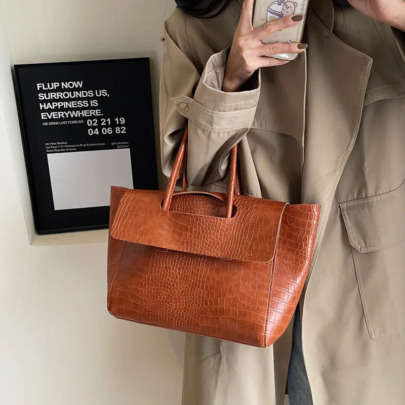 2024 New in Stone Pattern Big Bag Women\'s Trendy Korean Edition Large Capacity Handbag Retro Commuter Tote Bag сумка женская