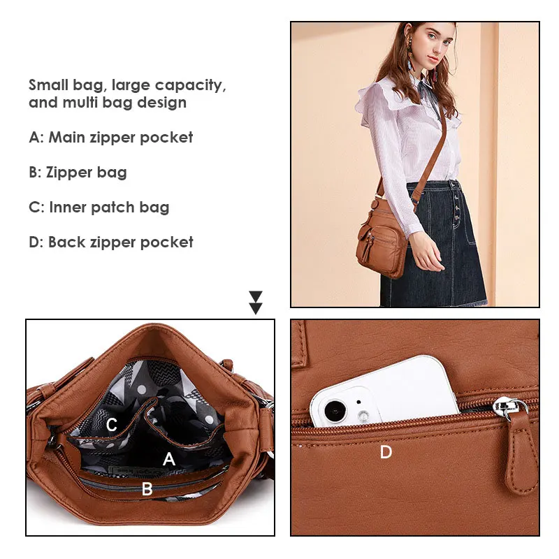 Solid Color Women's Tote Bag Adjustable One Shoulder Bag Oblique Collapse Large Capacity Crossbody Unisex Couples Bag