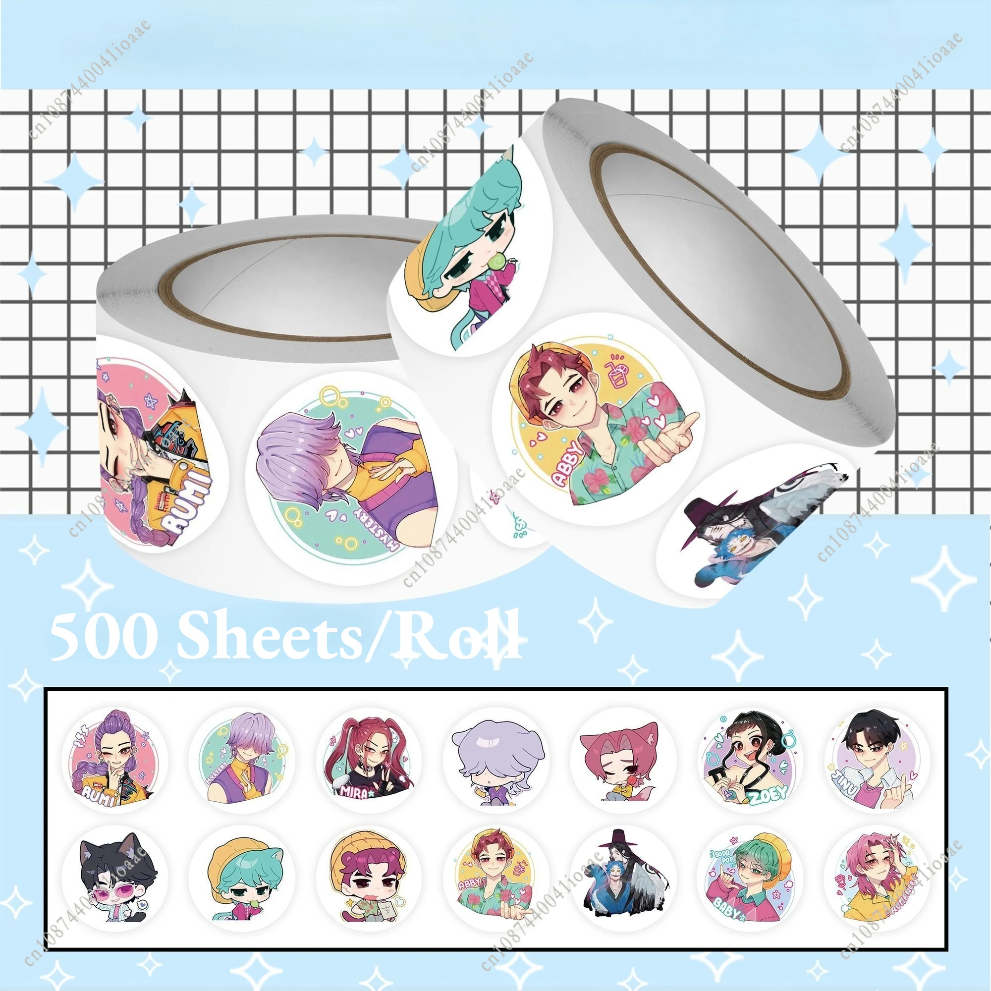สติกเกอร์ Kpop Demon Hunters 500 แผ่น/ม้วน สำหรับตกแต่ง DIY แล็ปท็อป กระเป๋าเดินทาง มอเตอร์ไซค์ โทรศัพท์ ของขวัญ ของเล่น