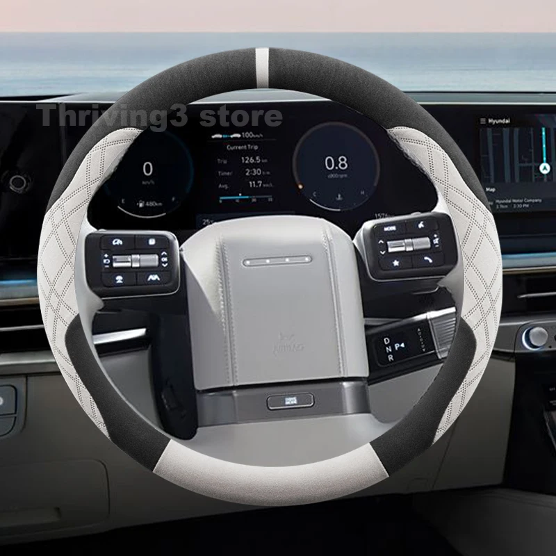 

Suede Warm Car Steering Wheel Cover For Hyundai Grandeur 2025 2026 2024 Winter Warm Auto interior Hyundai Grandeur Accessories