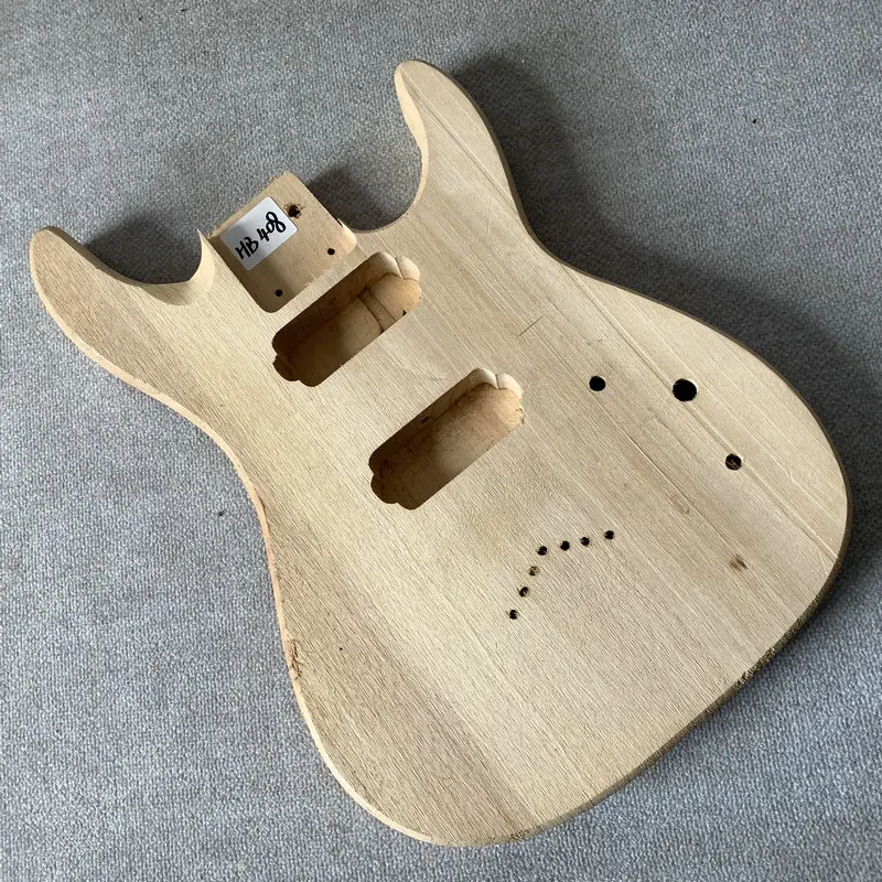 HB408  Unfinished 7 Strings Electric Guitar Body HH Pickups String Through DIY Guitar Parts Replace Accessories  Solid Wood