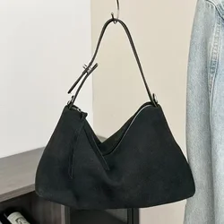 Women Genuine Leather Shoulder Bags Lady Simple Grey Brown Boston Tote Soft Matte Suede Cow Leather Women's Handbag Shoulder Bag