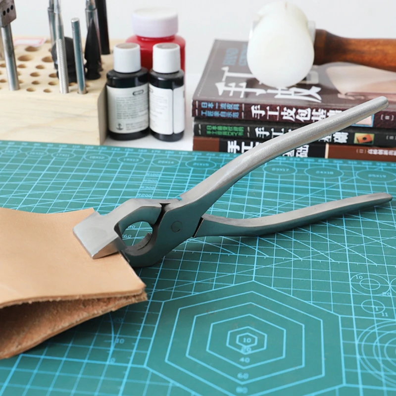 

1 шт., плоскогубцы из кожи, прямые/гибкие головки, регулировка кромок кожи, пресс, плоскогубцы, инструмент для рукоделия из кожи