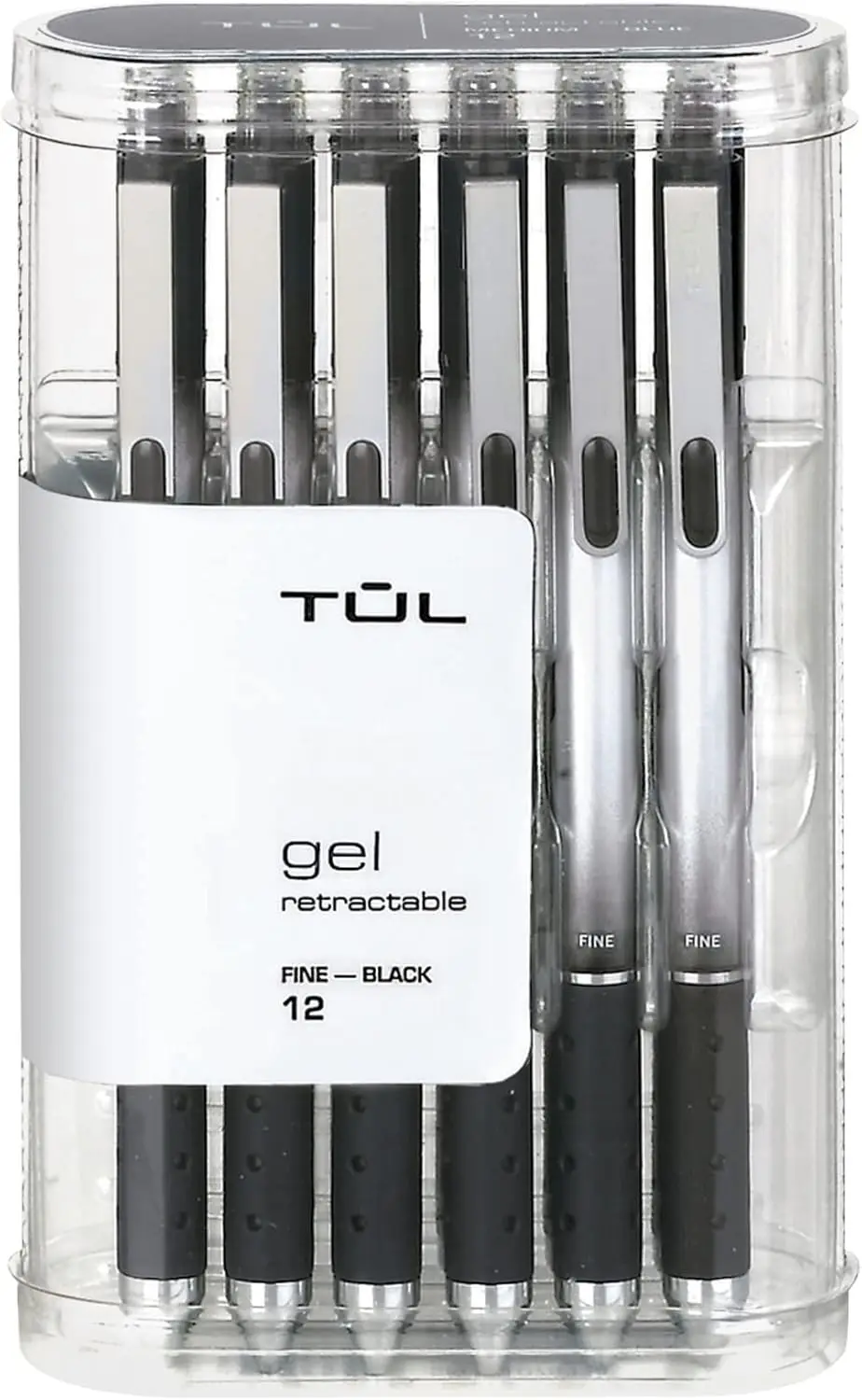 

Retractable Gel Pens, Fine Point 0.5 mm, Black Ink, 12-Pack, Gray Barrel