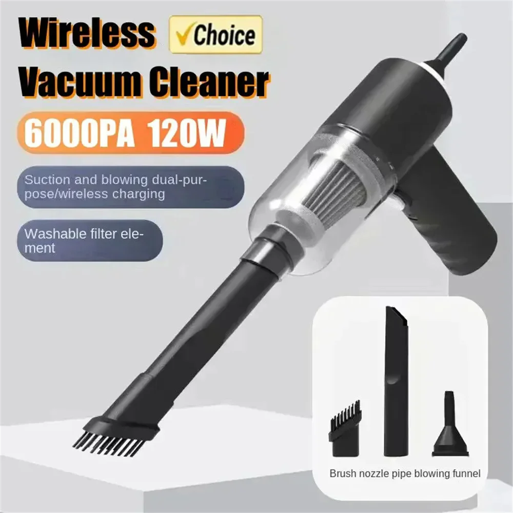 เครื่องดูดฝุ่นในรถยนต์ เครื่องดูดฝุ่นแบบชาร์จ USB สำหรับรถยนต์และใช้ในบ้าน พร้อมระบบทำความสะอาดอัตโนมัติเต็มรูปแบบ กำลังแรงสูง