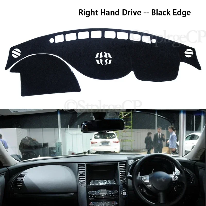 لإنفينيتي QX70 FX35 FX37 FX45 FX50 2008 ~ 2019 S51 المضادة للانزلاق حصيرة غطاء لوحة القيادة وسادة ظلة داشمات اكسسوارات السيارات السجاد #2