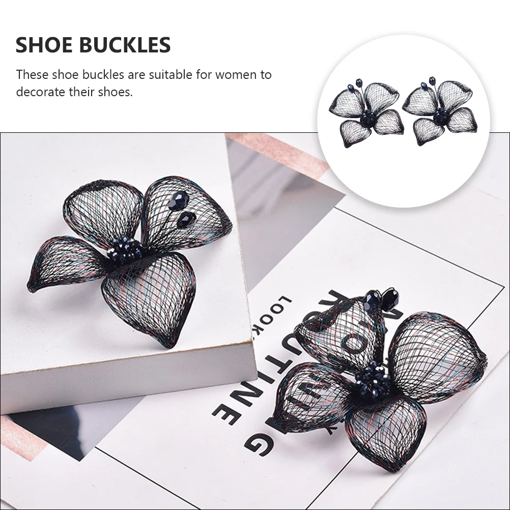

1pcs 1 Pair Women'S High Heels Buckles Metal Flower Decorations Butterfly Style Reusable Shoe Clips Copper Wire Durable