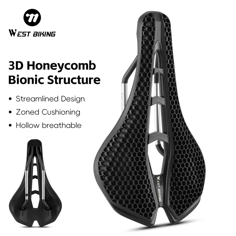 

Велосипедное седло WEST BIKING, сотовое седло с 3D принтом, сверхлегкое, удобное, дышащее, MTB, гравийное, дорожное, велосипедное, часть сиденья для верховой езды
