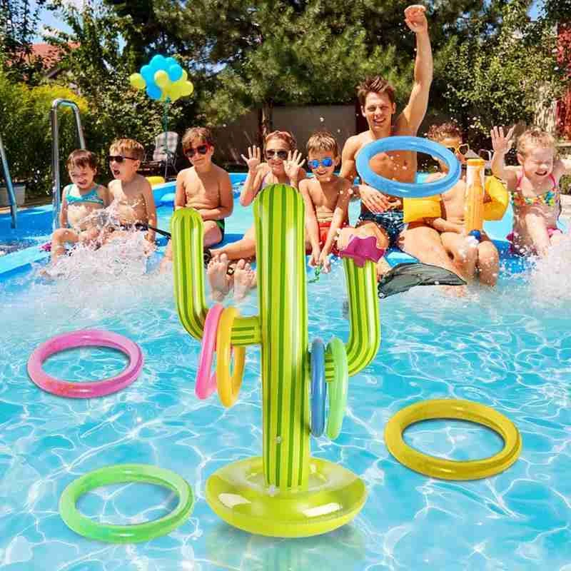 Inflatable Cactus Outdoor Swimming Pool Toss Bar Party Beach Travel Pool Toys Set Water Game Floating Water Sport Fun Toy