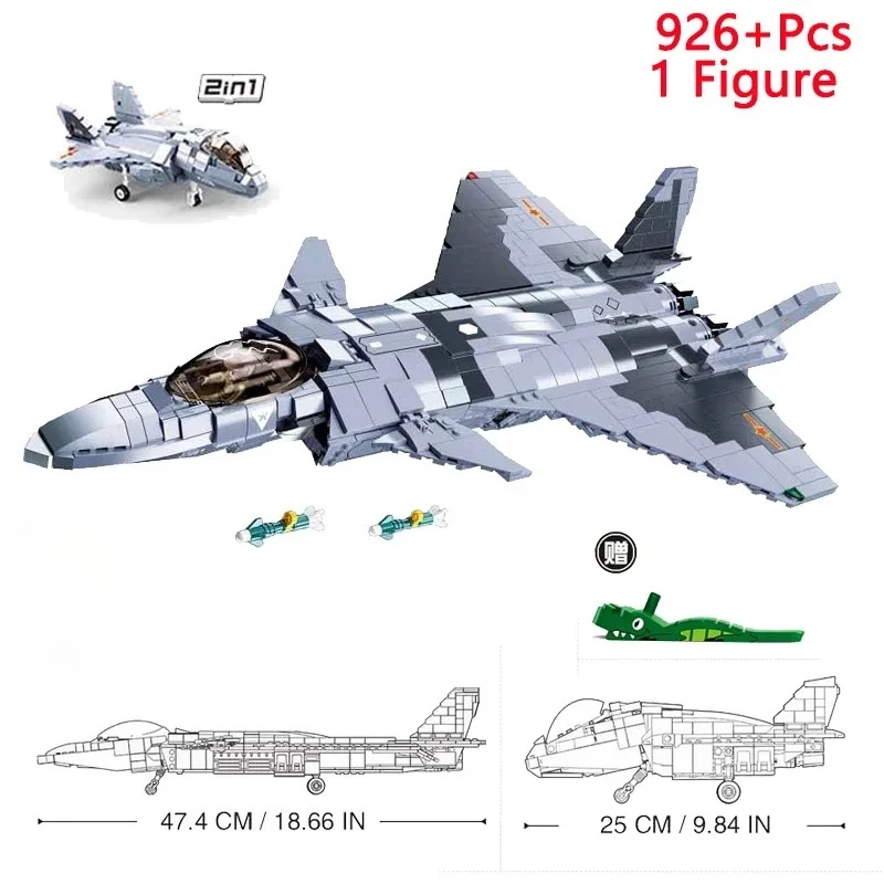 

WW2 Armed Fighter Aircraft Model Building Blocks Toy J-16/20/35/36/ Fighter Bomber Helicopter DIY Bricks Toy Kids Boys Gifts