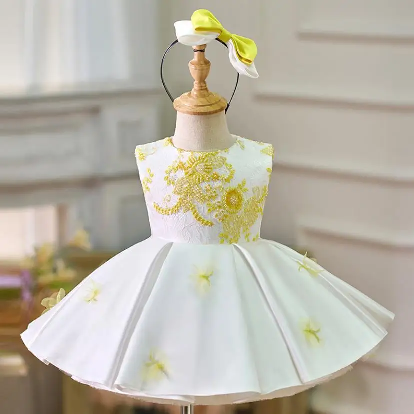 High-End Children's Beads Evening Gown Host Piano Performance Wedding Birthday Party Girls Dresses A4313 Bridesmaid Dresses