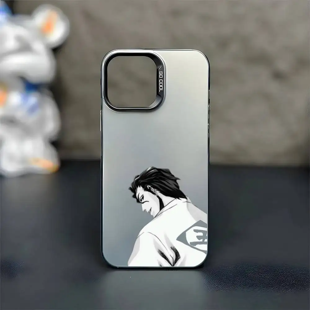 Etui na telefon Anime A-Aizen S-Sousuke do iPhone'a 17, 16, 15, 14, 13, 12, 11 Plus, Pro Max, czarne, matowe, odporne na wstrząsy.