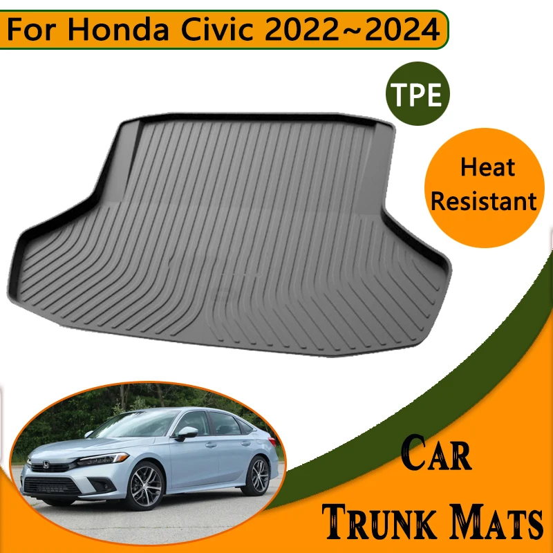 

For Honda Civic 2023 Accessories 2022 2024 11th Gen Car Trunk Floor Mat Waterproof Anti-dirty Liner Tray Upholstered Storage Pad