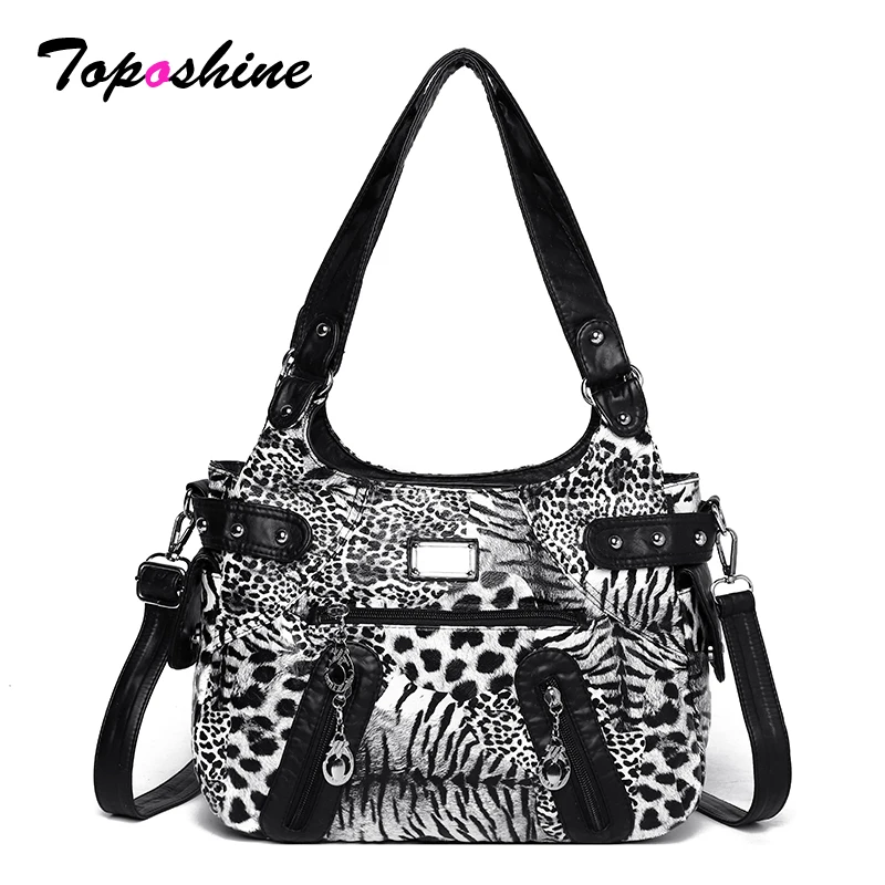

Toposhine Women's Leopard Print Hobo Bag Multi-Pocket Large Capacity Shoulder Handbag Fashion Tote Purse for Daily Use Lady Bags