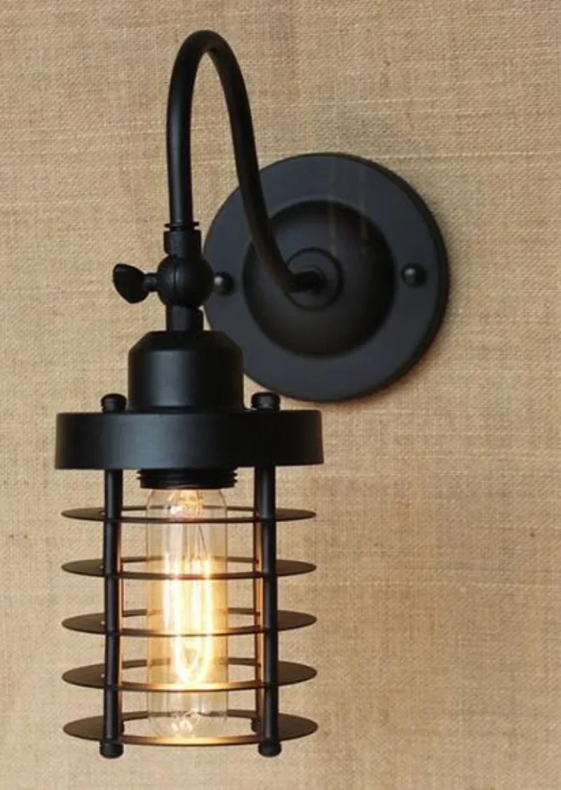 Retro Iron Wall Lamps American Industrial Lampshade Wall Lamp Bedroom Living Room Wall Personalized Decorative Lighting