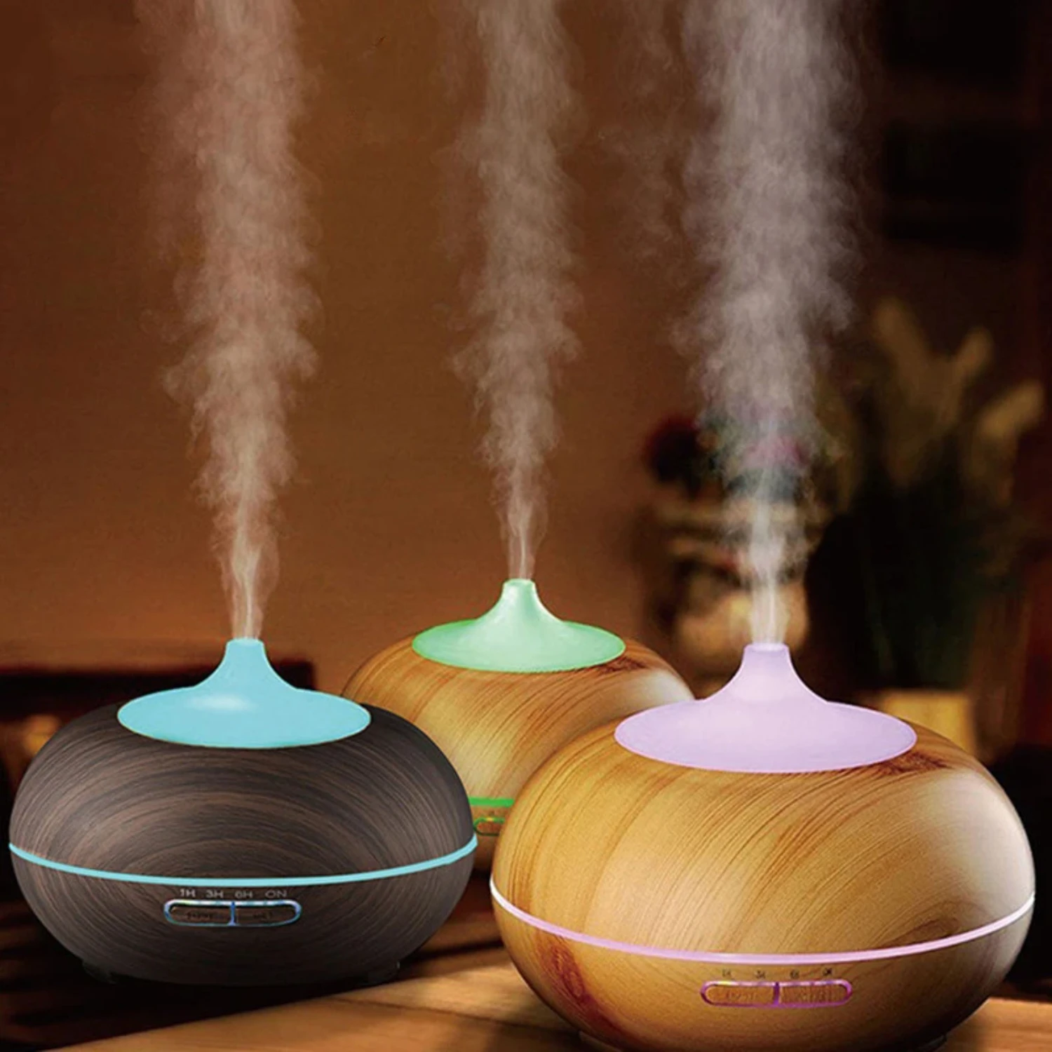 500ml Wood Grain Remote Control Aromatherapy Mist Maker Air Humidifier Diffuser - Office Air PurifierMediaPlayer