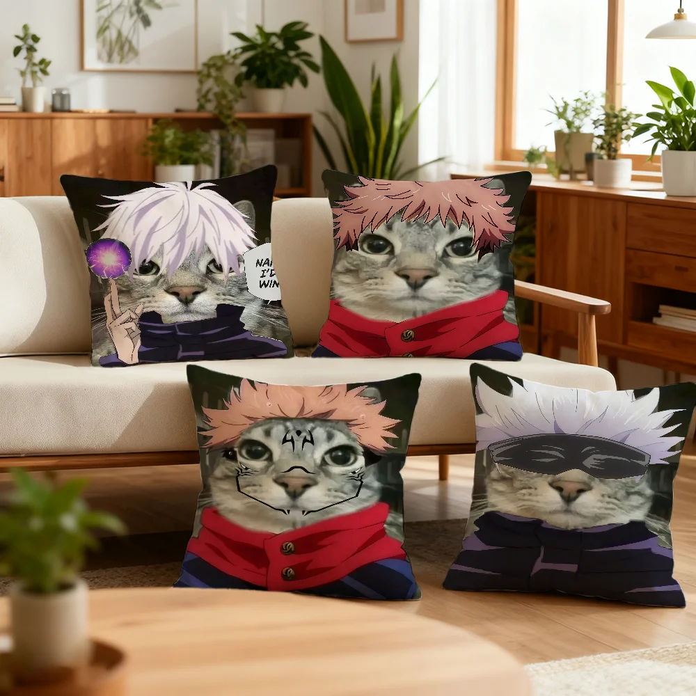 cushion Kaisen cover Jujutsu Home Office Coffee Pillow Sofa Gojo Printing Decoration Room Shop Cat Funny Car Nordic Simplicity