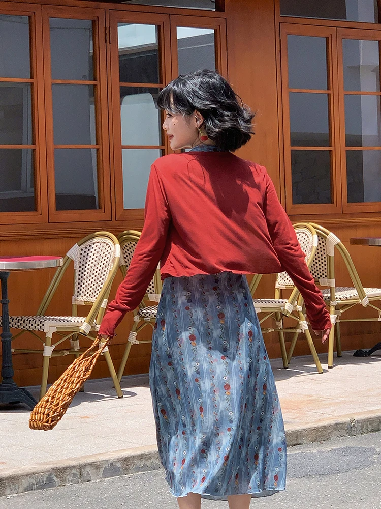 Yuan Ying Long Sleeve Thin Sun Protection Knitted Cardigan Women's Summer Outerwear Air Conditioning Shirt with Strap Small C...