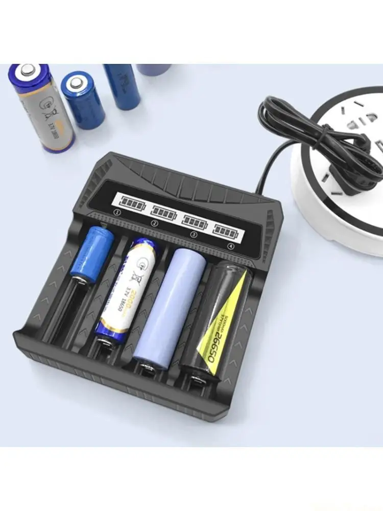 M5TD LCD Display Battery 4-Bay Charging Base for Rechargeable 2A 3A Batteries Independent Charging Dock 4-Channel