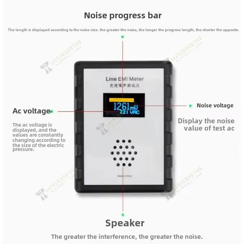 NEW OLED Display Mains Noise Tester EMI Measuring Instrument Broadband AC Power Supply Ripple Analyzer Line EMI Meter