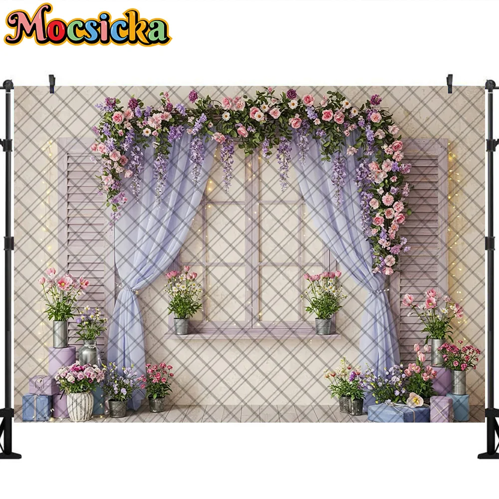 Mocsicka Fotografie Achtergrond Boho Stijl Venster Mantel Decoratie Achtergrond Volwassen Kinderen Zwangere Vrouw Portret Studio Props