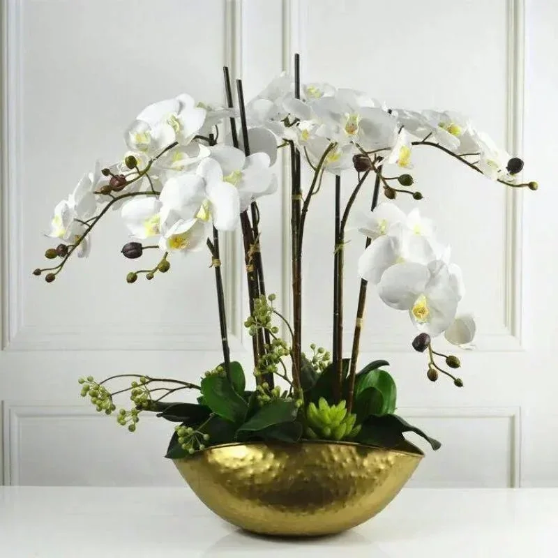 New Large Size Golden Bowl Pot Vase Jubao Pot Flower Planting Handmade Iron Flower Pot For Home Hotel Decorative Gift Metal view 2