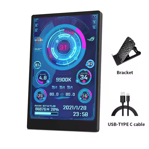 3.5 Inch IPS Type C Secondary Screen for Computer CPU GPU RAM HDD Monitor USB Display USB NO AIDA64 LCD for Windows 10 11