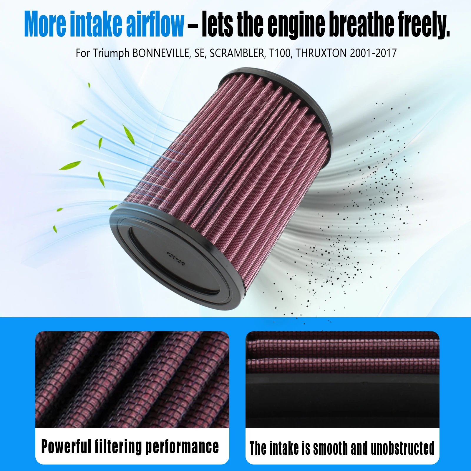 Motorcycle Engine Air Filter Cleaner For Triumph Thruxton Bonneville T100 Scrambler SE