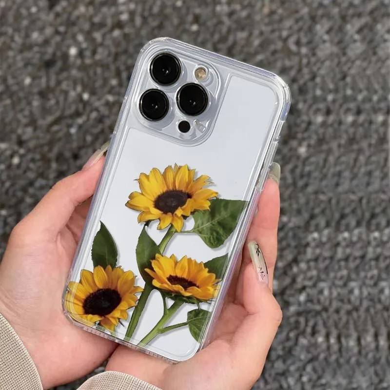 Fresh Flowers Cases Cover for IPhone 16 15 14 13 12 11 Pro Max 14 15 Plus Protection Back Cover Bumper Dustproof Non-Slip