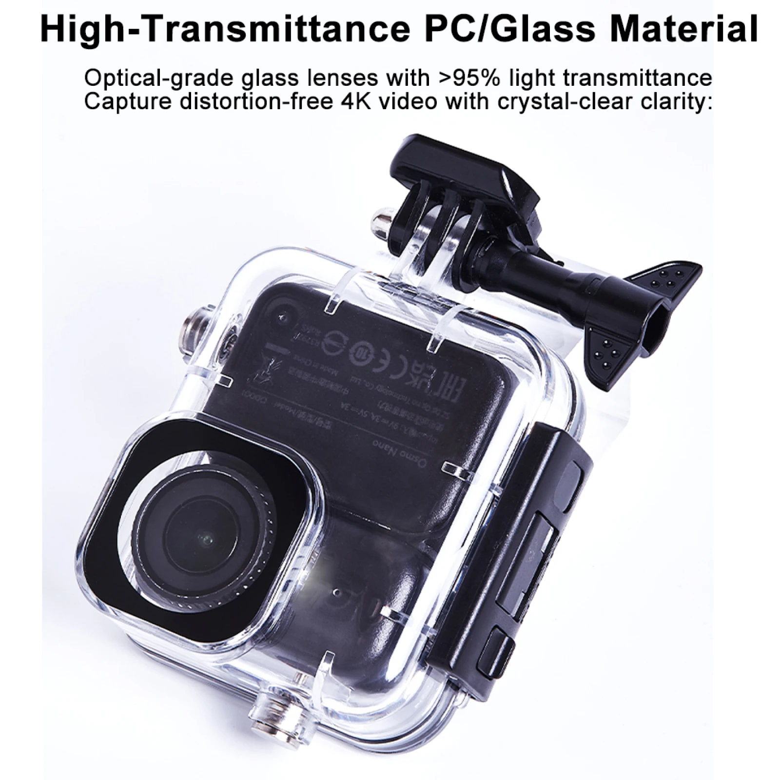 غطاء كاميرا رياضية مقاوم للماء بطول 60 مترًا من الزجاج المقسى الشفاف لكاميرا DJI Osmo Nano #5