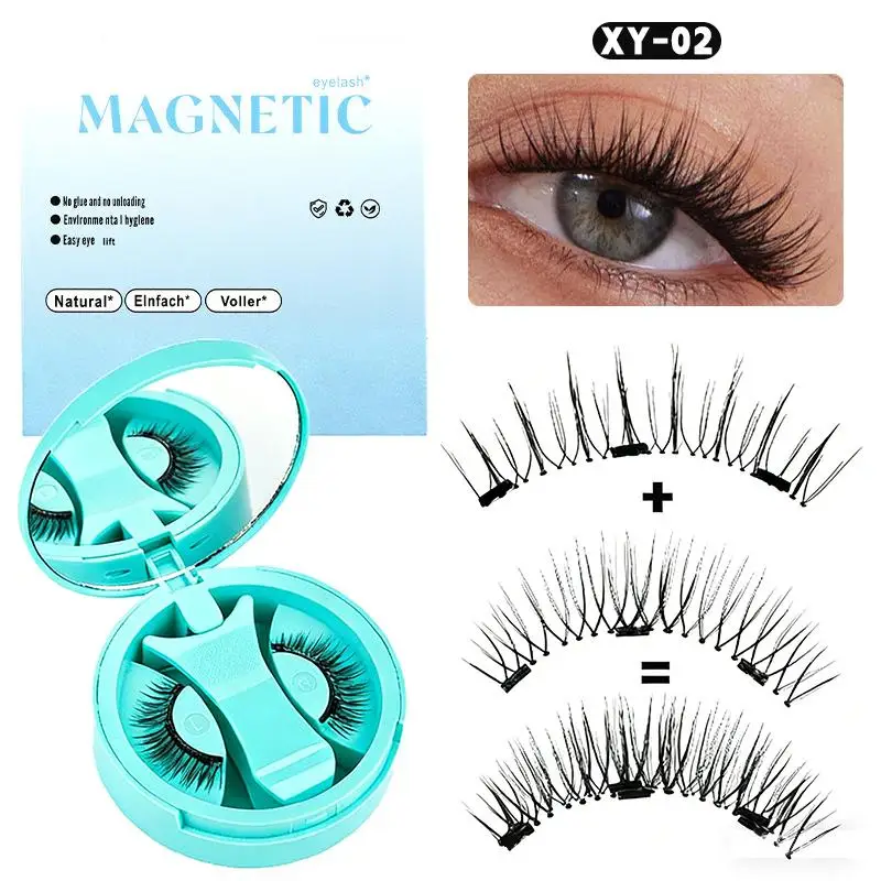 

[WHB]1 Pair Reusable Magnetic Eyelashes No Glue Needed Easy Apply 3D Natural Curly Magnetic False Eyelashes Lashes